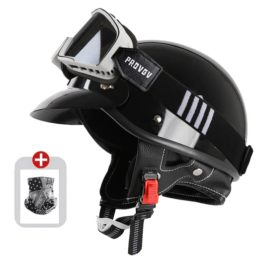 VGV L09 Retro Half Helmet – ECE Certified Motorcycle Cruiser Helmet