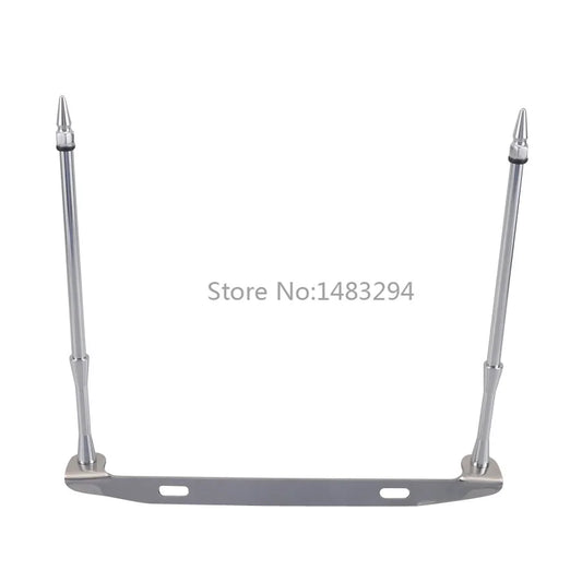 Customized Chrome Double Flagpoles License Plate Holder – Universal Fit for Most Motorcycles