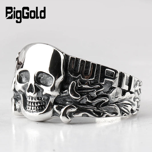 Halloween 925 Sterling Silver Skull Ring – Thai Silver Biker Jewelry for Men