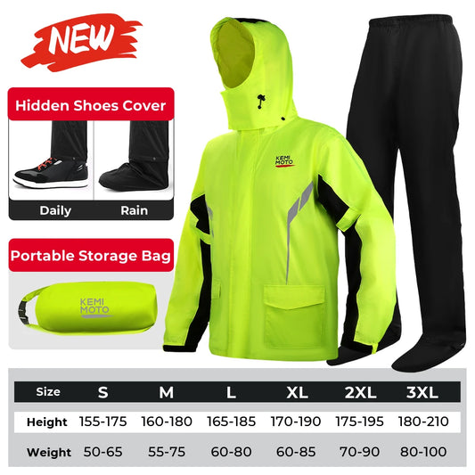 Motorcycle Raincoat Waterproof Suit – Lightweight &amp; Portable Split Jacket and Pants for Outdoor Sports