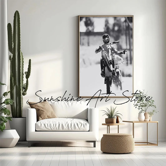 Moto Poster Dirtbike &amp; Motorcycle Canvas Wall Art – Retro Extreme Sports Decor for Bedroom &amp; Living Spaces