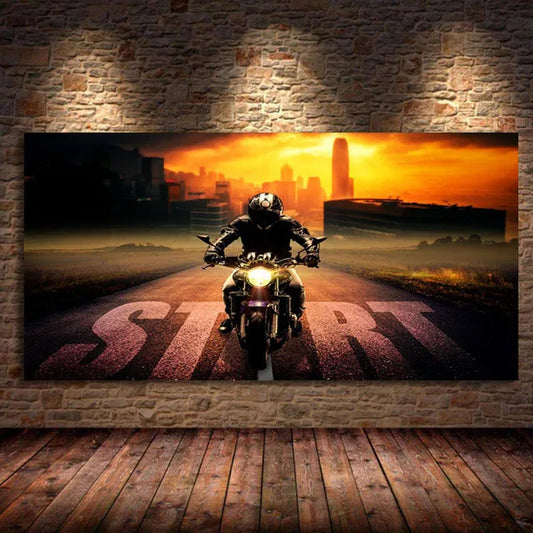 Modern Art Motorcycle Fog Load Posters – Black &amp; White Canvas Prints for Living Room Decor