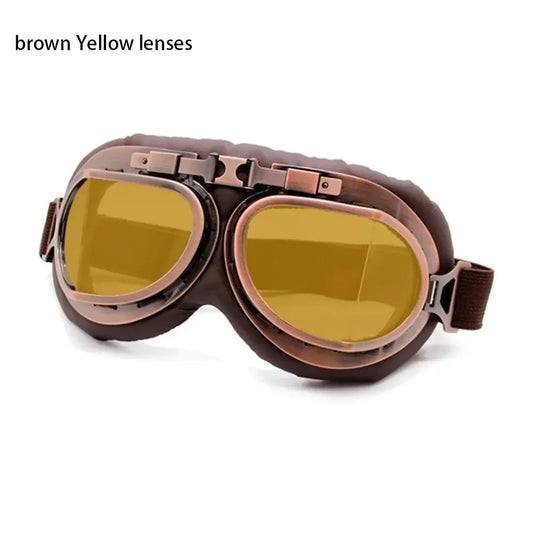Vintage Pilot Goggles – Retro Motorcycle Protective Eyewear for Cruisers, Café Racers &amp; Scooters