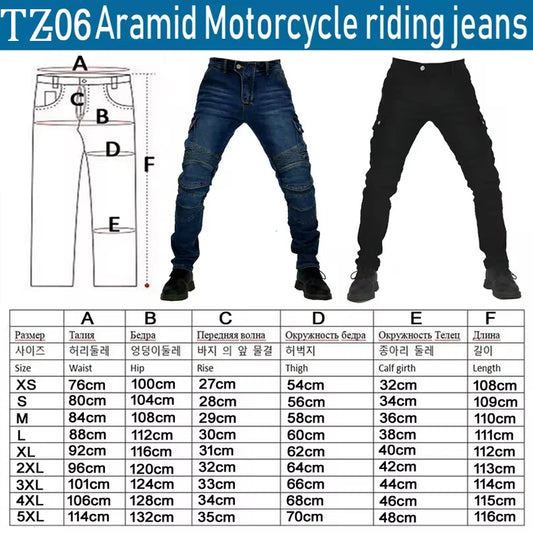 TZ-06 Kevlar Protection Motorcycle Jeans – Aramid Riding Pants for Casual &amp; Motocross Use