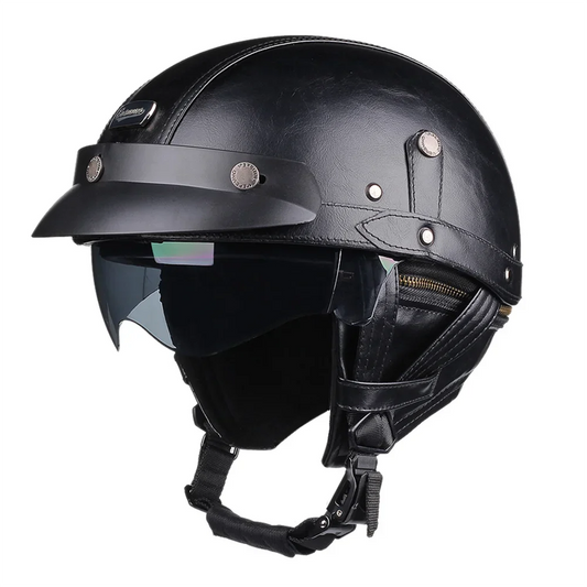 Retro Motorcycle Helmet – DOT Certified Half Helmet with HD Lens for Men &amp; Women