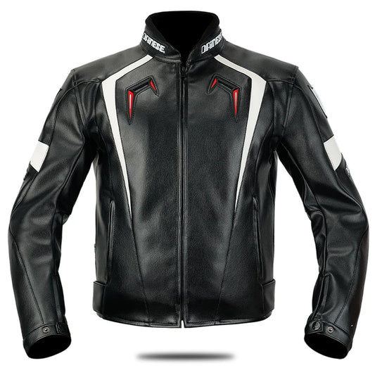Men’s Four-Season PU Leather Motorcycle Riding Jacket – Waterproof &amp; Anti-Fall Biker Suit