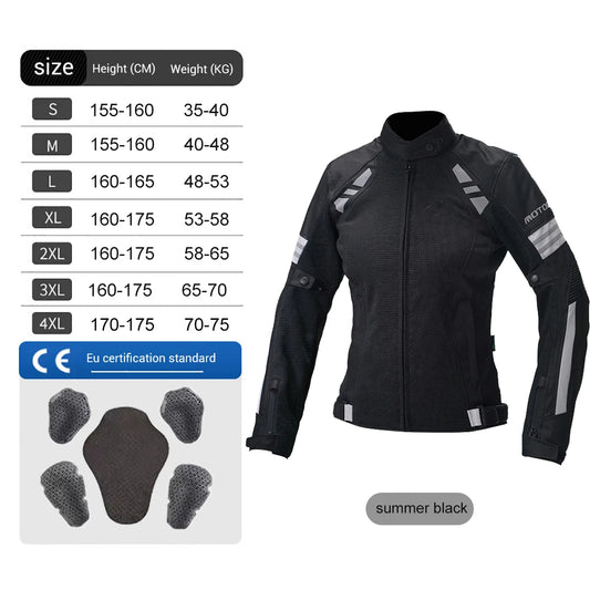 Women's Summer Motorcycle Jacket – Breathable Mesh, Windproof &amp; Anti-Drop Riding Gear