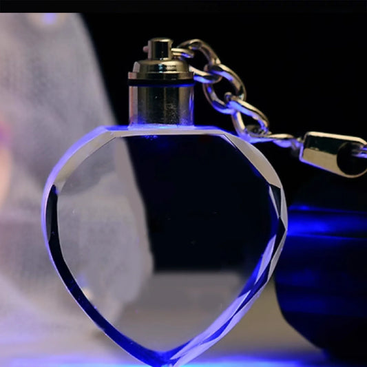 Free Customized Crystal Pendant with LED Light – 2D Engraved Glass Souvenir for Car Interior Accessories