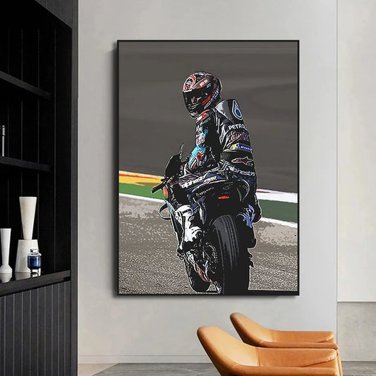 Valentino Rossi Motorcycle Racer Poster – Sports Canvas Wall Art for Living Room &amp; Home Decor
