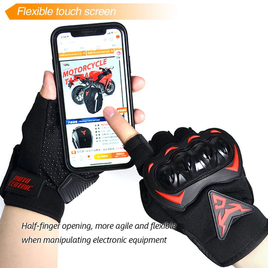 MOTOCENTRIC Summer Half-Finger Motorcycle Gloves – Breathable &amp; Protective