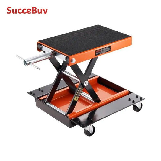 SucceBuy Motorcycle Lift – 1100 LBS Scissor Lift with Dolly &amp; Hand Crank