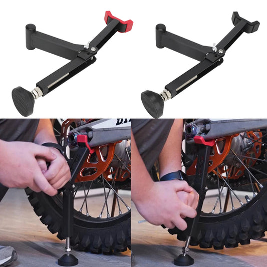 Universal Motorcycle Wheel Stand – Portable Foldable Paddock Stand for Front &amp; Rear Tire Support