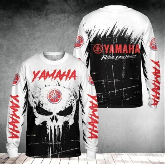 Skull Yamaha Motorcycle Riding Shirt – Long Sleeve Quick-Dry Motocross Tee for Men &amp; Women