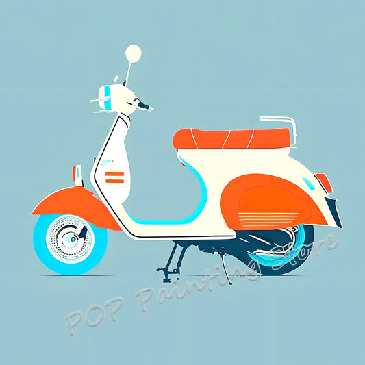 Vintage Motorcycle &amp; Classic Car Canvas Print – Bauhaus Style Mid-Century Minimalist Wall Art