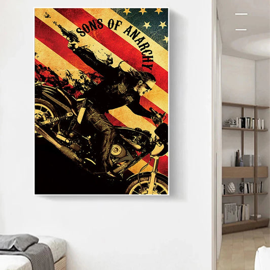 Classic Sons of Anarchy TV Series Canvas Posters – Abstract Motorcycle Wall Art for Home Decor