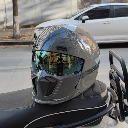 ORZ Retro Motorcycle Full-Face Helmet – Cruise Style with Bluetooth Headphone Slot for Men &amp; Women