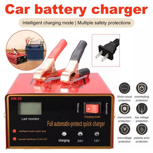 Car Battery Charger – 12V/24V Smart Automatic Pulse Repair Maintainer