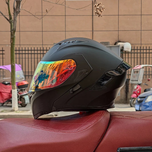 Flip-Up Motorcycle Helmet – Double Lens Full Face Helmet (DOT Approved)