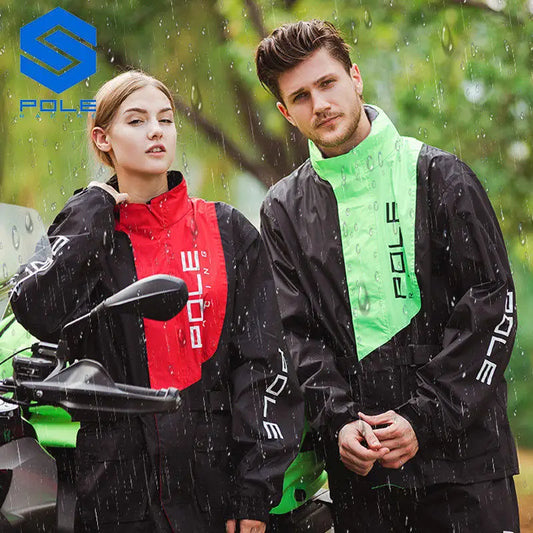 POLE Motorcycle Raincoat Set – Waterproof &amp; Breathable Riding Gear with Reflective Safety Design