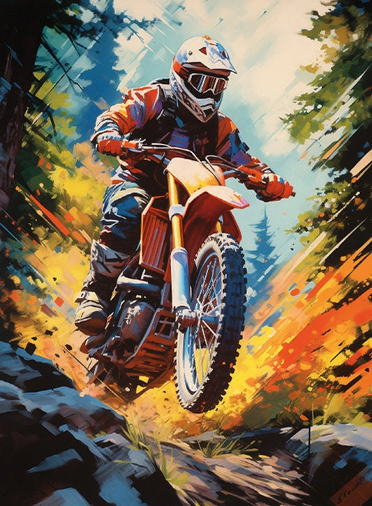 Dirt Bike Sport Poster Prints – Colorful Motocross Canvas Wall Art for Boys' Room &amp; Home Decor