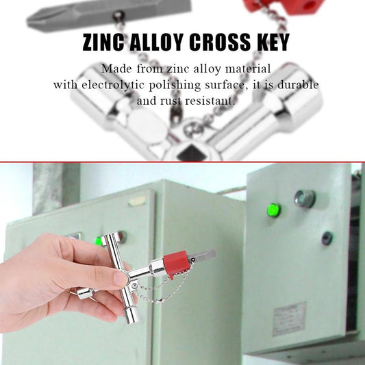 4-Way Cross Key – Universal Zinc Alloy Multifunction Wrench for Technicians
