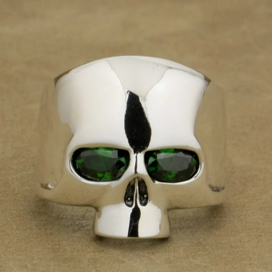 925 Sterling Silver Skull Ring – CZ Eyes Biker Punk Jewelry (US Size 7–15)