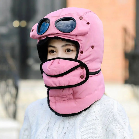 Winter Thermal Trapper Hat with Goggles &amp; Face Mask – Full Face Windproof Ski Cap for Men &amp; Women