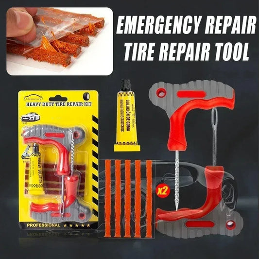 Motorcycle Tire Repair Tool Kit – Tubeless Tyre Puncture Plug Set with Rubber Strips