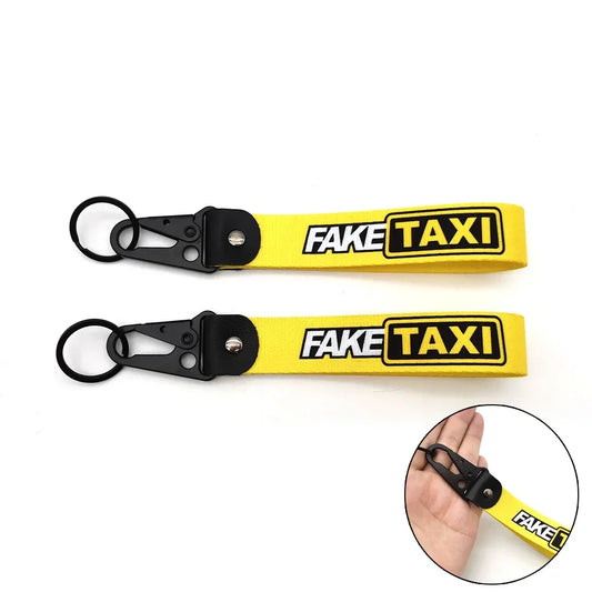 FAKE TAXI JDM Keychain – Double-Sided Nylon Lanyard Key Strap for Car &amp; Motorcycle