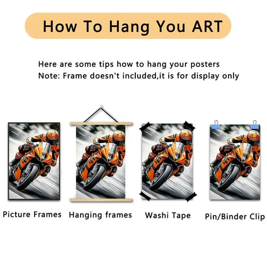 Motorcycle Racing Classic Posters – Self-Care Inspired Canvas Wall Art for Home &amp; Bedroom Decor