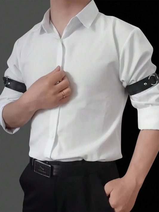 Men’s Punk Style Black PU Leather Arm Band – Fashion Performance Accessory