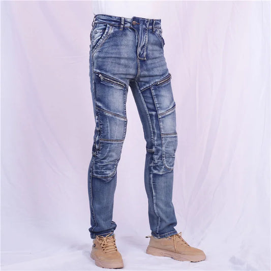 KV04 Amekaji Kevlar Motorcycle Jeans – Aramid Riding Pants with Hip &amp; Knee Pads