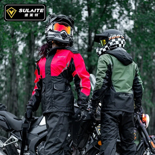 Waterproof Motorcycle Raincoat Suit – Reflective Riding Jacket &amp; Pants Set for Men and Women