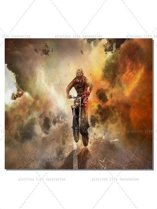 Motorcycle Racing Biker Canvas Art Poster – Sports Bike Wall Decor for Living Room &amp; Bedroom