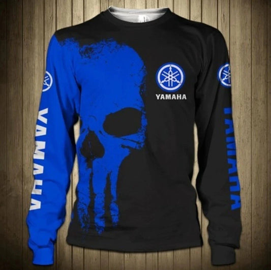 Skull Yamaha Motorcycle Riding Shirt – Long Sleeve Quick-Dry Motocross Tee for Men &amp; Women