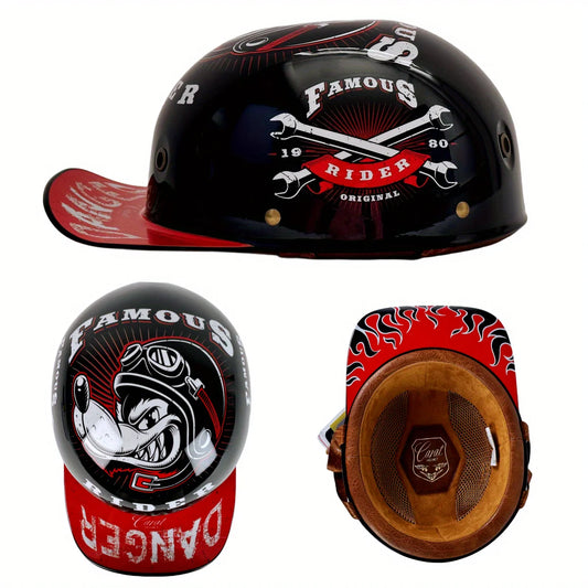 Motorcycle Helmet for Men – Retro Half-Face Baseball Cap Style with DOT Certification