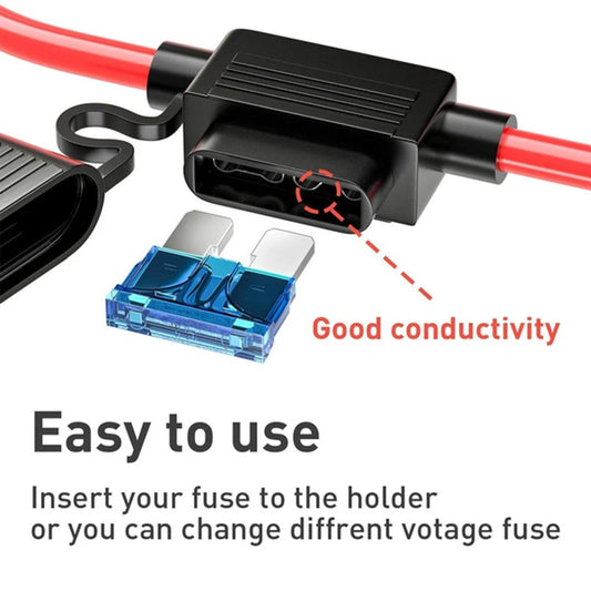 10Pcs Car Mini Waterproof Fuse Box – Blade Type In-Line Fuse Holder with Power Socket (14AWG, 2V-30A)