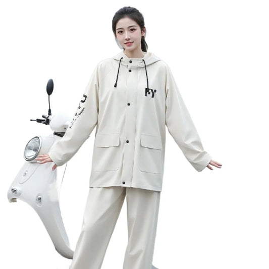 Adult Rain Suit for Men &amp; Women – Heavy-Duty Waterproof Motorcycle Riding Gear with Reflective Strips