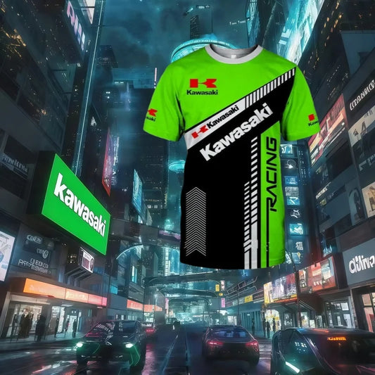 2024 3D Printed Kawasaki Motorcycle T-Shirt – Women’s Summer Street Sport Tee