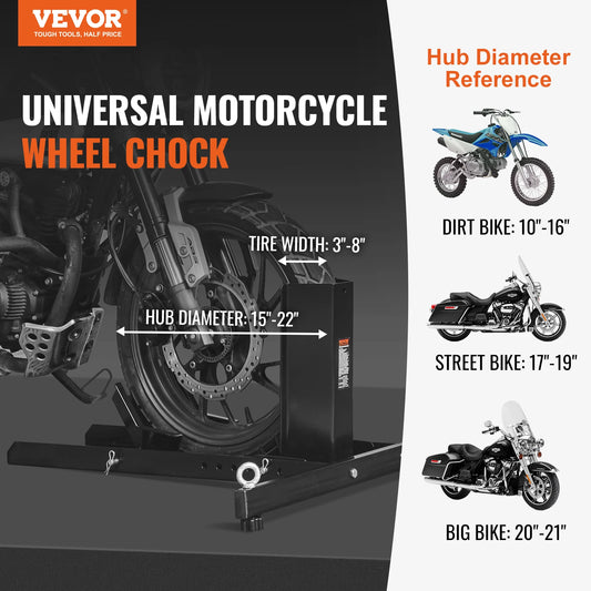 SucceBuy Motorcycle Wheel Chock – 1800lbs Heavy-Duty Front Wheel Stand