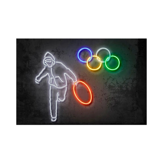 Neon Effect Motorcycle Helmet Poster – Music &amp; Movie Star Canvas Wall Art for Bar, Living Room, Home Decor