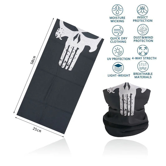 Vendetta &amp; Punisher Face Cover – Multifunctional Neck Gaiter for Riding, Sports &amp; Halloween