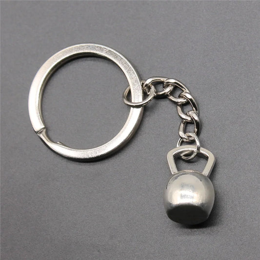 DIY Kettlebell Metal Keychain Holder – Antique Silver Color Pendant Souvenir Gift