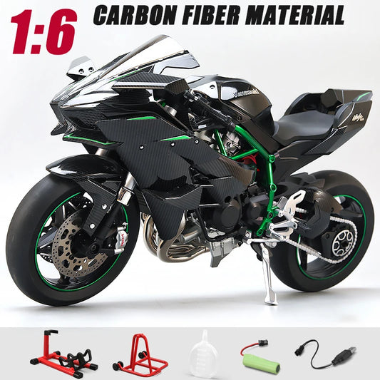 1:6 Kawasaki Racing Ninja H2R Motorcycle Model – Sound &amp; Light Simulation Toy
