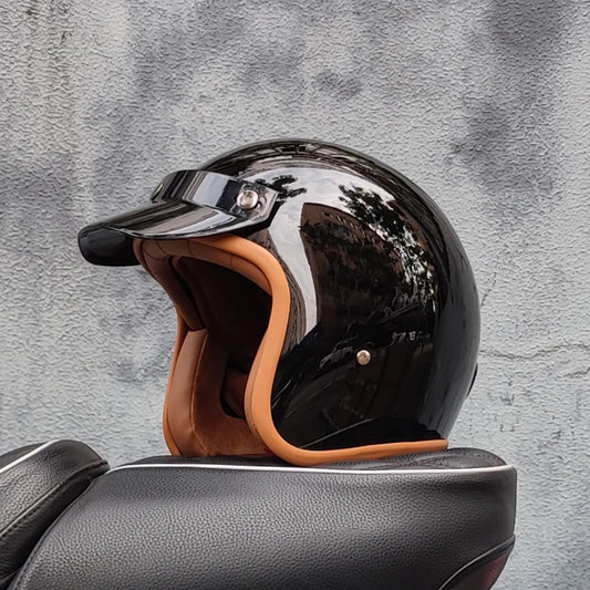 Retro Semi-Open Motorcycle Helmet – 3/4 Vintage Style for Cross-Country &amp; Winter Riding