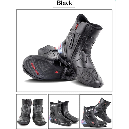 A004 Motorcycle Short Boots – Protective Microfiber Leather Riding Shoes for Men &amp; Women