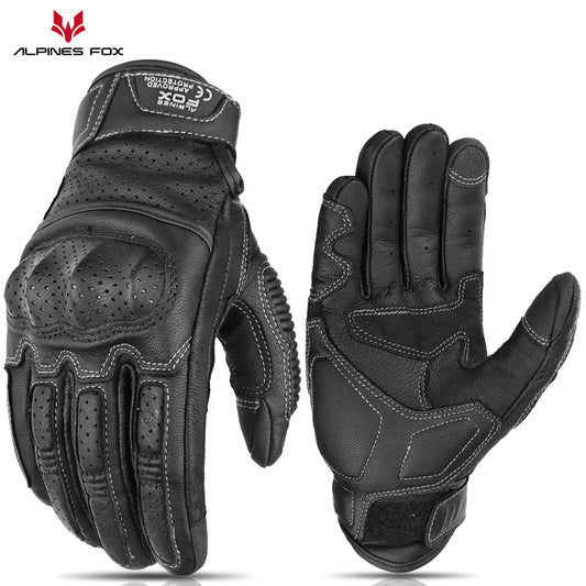 Brown Vintage Leather Motorcycle Gloves – CE Certified Touchscreen Riding Gloves for Men (XXL)
