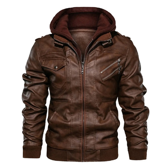 KB New Men’s PU Leather Biker Jacket – Autumn Casual Motorcycle Coat (EU Size SA722)