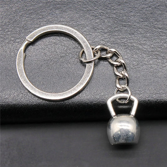 DIY Metal Keychain Holder – Antique Silver Kettle Bell Pendant Keyring
