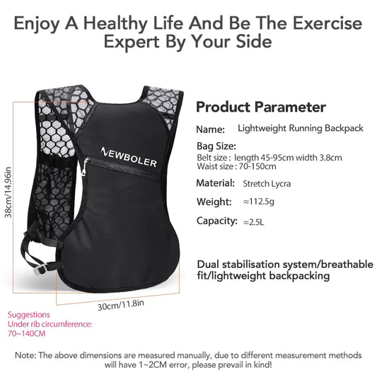 NEWBOLER Hydration Vest – Lightweight Backpack for Running, Cycling &amp; Outdoor Sports